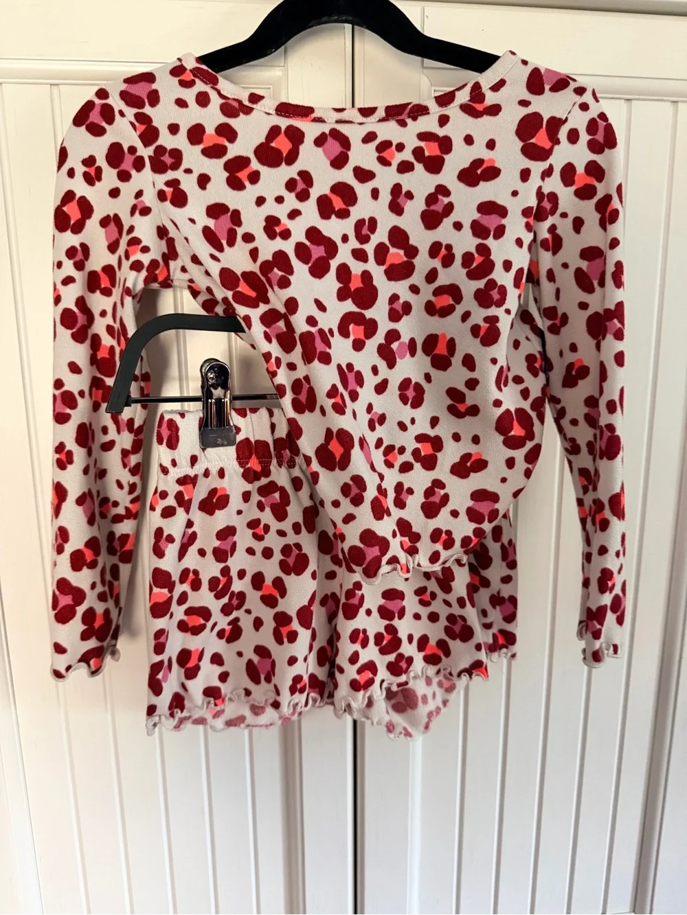 Cat & Jack White Long Sleeve Peplum Top with Red & Pink Heart Print